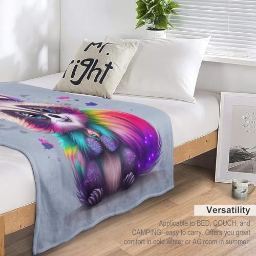 Couverture douce en flannel supérieure imprimé raton laveur chic