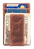 Full-Grain Leather Money Clip Wallet for Men - No Fold Card Travel Wallet