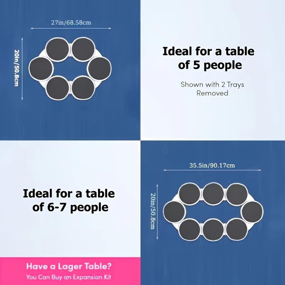 Tocadiscos extensible giratorio de 360° para mesa de comedor, bandeja antideslizante resistente al calor, fácil montaje, perfecto para comidas familiares y fiestas