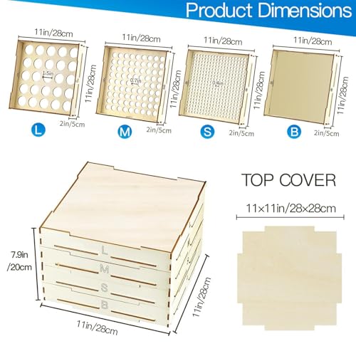 Cloison à trois tailles différentes et plateaux de tri en blocs de bois modulables - 7