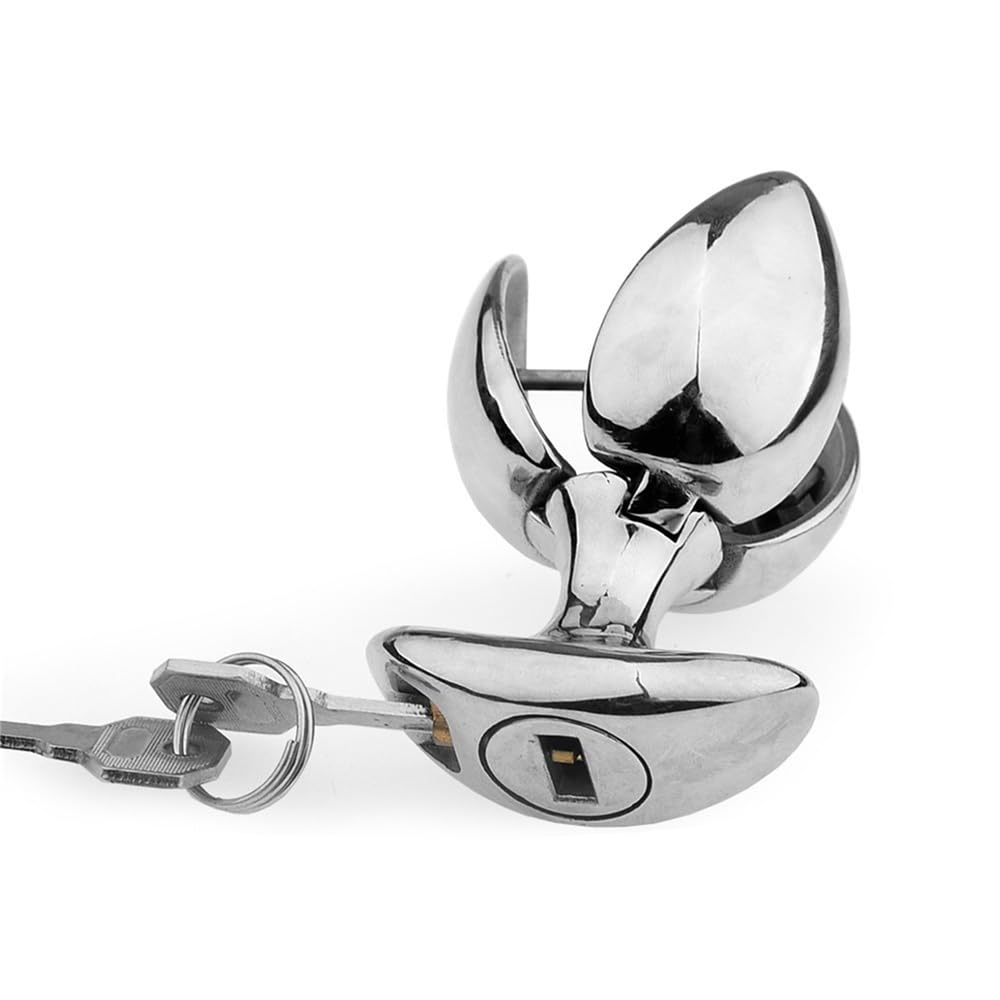 Plug anale in metallo dilatatore anale con chiave di bloccaggio plug anale BDSM, massaggiatore prostatico adatto for uomini e donne(Silver)