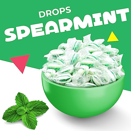Image of Spearmint Hard Candy | 1 Pound Bag - Approx. 70 Count | Individually Wrapped | Refreshing Mints (Pack of 2)
