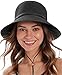 Simplicity Women's UPF 50+ Wide Brim Braided Straw Sun Hat with Lanyard Black