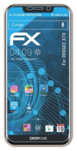 atFoliX Screen Protection Film Compatible with DOOGEE X70 Screen Protector, Ultra-Clear FX Protective Film (3X)