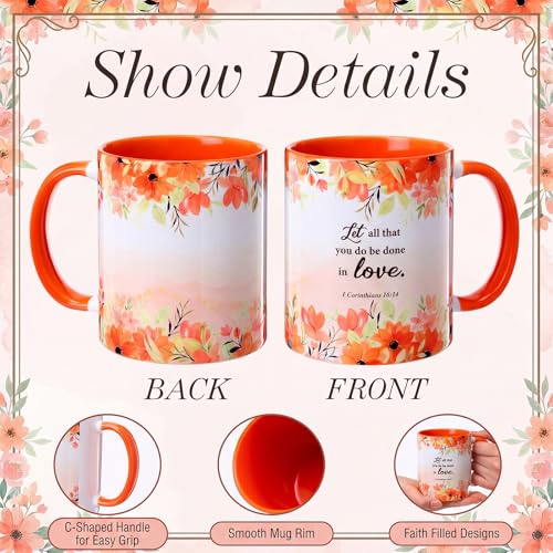 Juego de 6 mugs cerámicos cristianos multicolor 12oz miniatura 3