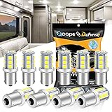 Qoope 1156 1141 Led Bulb Super Bright White 1073 7506 BA15S 18SMD 5050 Replacement Bulbs for 10V-30V AC/DC RV Camper Travel Trailer Marine Motorhome Interior Turn Signal Lights (Pack of 10)