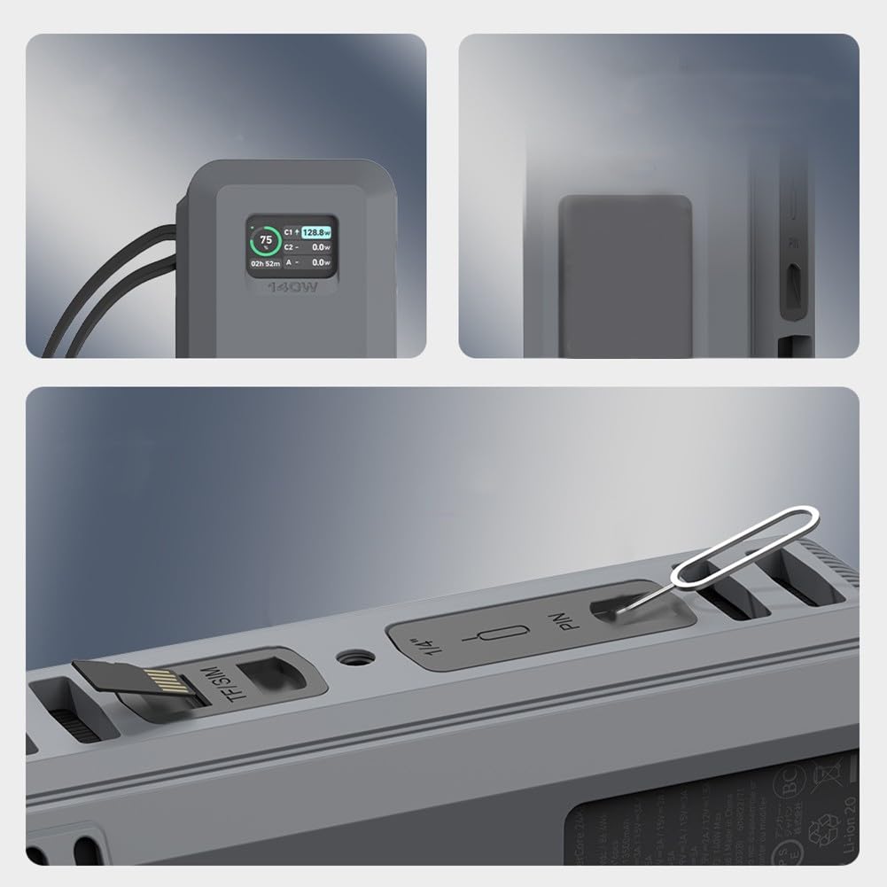 Silikon-Schutzhülle für Anker 737 Power Bank, für weiche Haut mit tragbarem Griff, 161 x 55 x 63 mm, kompatibel mit Stativhalterung (14-Zoll-Mutter), Schwarz