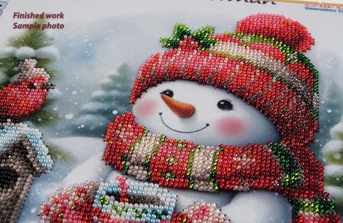 Image of AllAboutEmbroideryUA Bead Embroidery kit Cute Snowman DA-1110 Beaded Cross Stitch Christmas Beadwork Needlework kit