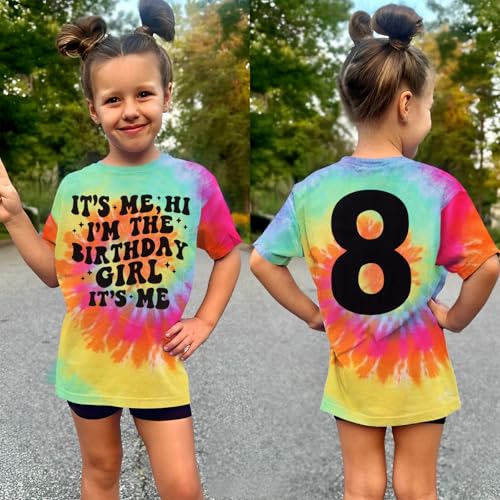 Its Me Hi I’m The Birthday Girl Shirts Kids Toddler Girls Birthday Tie Dye T-Shirt Party Outfits Tees Tops 5-10Y3