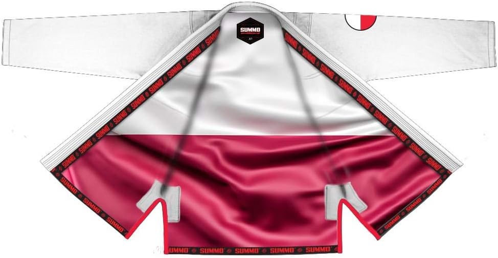 Premium Polish White Sublimation Brazilian Pearl Weave Jiu Jitsu Gi - Built in Rash Guard - with Rash Guard Lining (BJJ GI)
