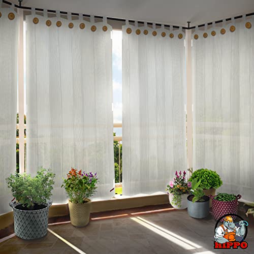 Image of HIPPO 230 GSM Outdoor Sun Blocking Balcony Loop Curtains Sun & UV Protection, Light Filtering 4.5FTX4.5FT Window Curtain (Arctic-White)