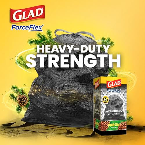 Image of Glad Large 30 Gallon Trash Bags, Pine-Sol Heavy Duty Garbage Bags, Forceflex with Drawstring, 25 Count (Packaging May Vary)