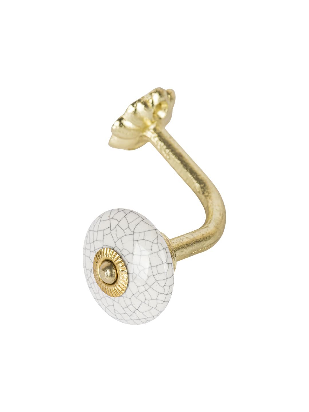NEERJA Curtain Tie Backs Hook Decorative Wall Hook- White Design(Brass, 2)