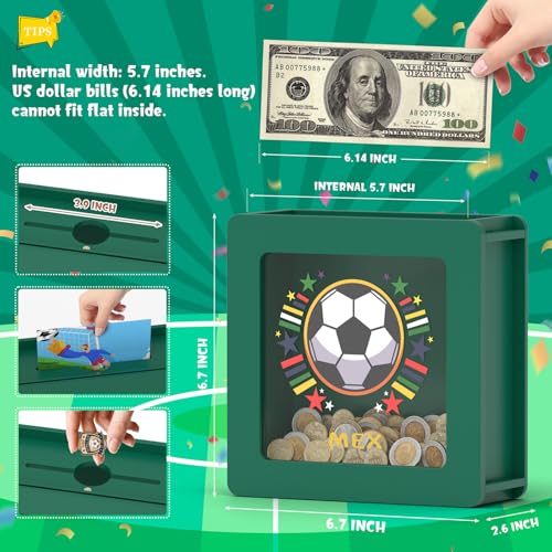 Image of Summidate Wooden Soccer Money Box, World Cup Piggy Bank for Kids and Adults