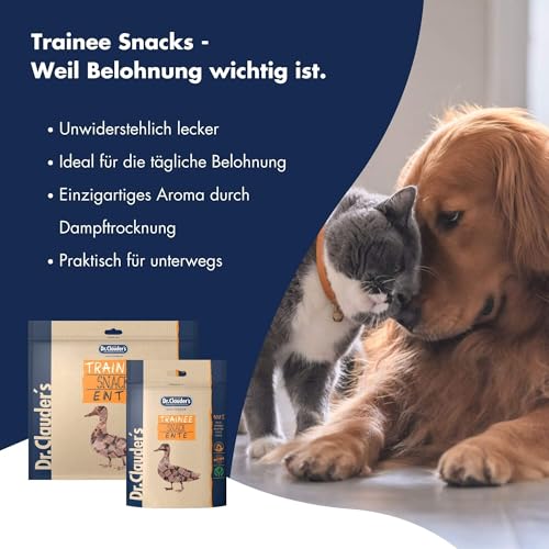 DR.CLAUDER'S - Trainee Snack | Leicht verdauliche Snacks aus 95% Fleisch mit Inulin für Hunde und Katzen. Schonend dampftrocknete Leckerlis im Frischebeutel | 500g Ente