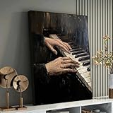 XBTYKPB Klassische Klavierkunst, Gemälde mit Händen auf den Tasten, Musiker, Klavier-Leinwandbild für die Heimdekoration, Leinwandposter für Musikliebhaber (30x40cm/Rahmenlos)