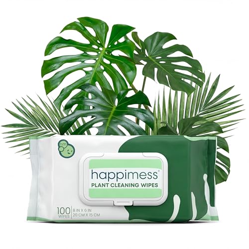 happimess WPE1000A Plant Cleaning Wipes Gently Cleans & Shines Houseplant Leaves Dust Remover with Aloe Vera Shea Butter & Chamomile 100 Count