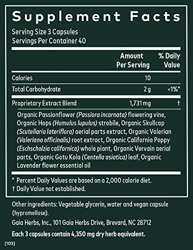 Gaia Herbs Sound Sleep - Natural Sleep Support To Promote Calm & Relaxation To Support Restful Sleep - With Valerian Root, Kava, Passionflower & More - 120 Vegan Liquid Phyto-Capsules (40-Day Supply) #TOP1