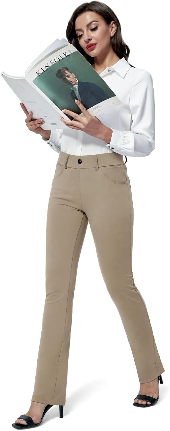 M MOTEEPI Yoga Dress Pants for Women 31''/29''/33'' High Waisted Pull on Work Pants Business Slacks - Image 5