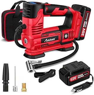 AVID POWER Tire Inflator Portable Air Compressor, 20V Cordless Car Tire Pump with Rechargeable Li-ion Battery, 12V Car Power Adapter, Digital Pressure Gauge, 150PSI Auto Air Pump for Many Inflatables
