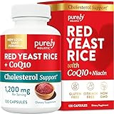 Red Yeast Rice with CoQ10 Supplement | Healthy Cholesterol Levels & Heart Health Support | Extra Strength Red Yeast Rice 1200 MG (600 MG Per Capsule) with Monakolin K | No Citrinin, Non-GMO | 120 Ct