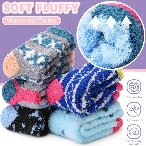 Image of Fuzzy Slipper Socks Thick Fluffy Warm Winter Cozy Plush Soft Sleep Home Socks for Women Men