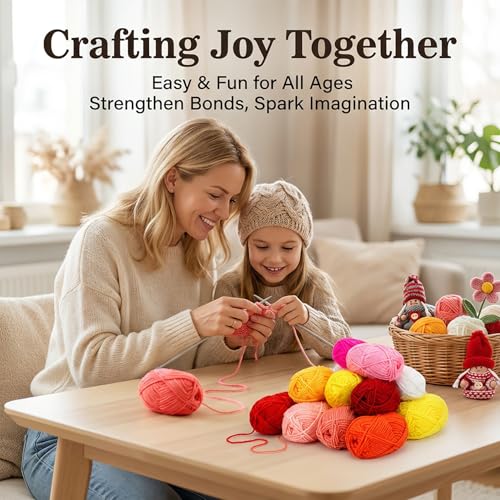 Image of Acrylic Yarn for Crocheting - Soft Knitting Yarn for Crafts Skeins for Crocheting DIY Bulk for Handicraft Knitting Scarves Ideal Gift for Beginners and Adults 15 Pack x 20 g