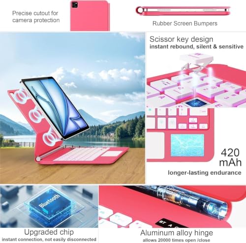 Image of GGQFGTOJ Keyboard Case for iPad Air 13 inch (M4 /2026 /M3 2025 /M2 2024),iPad Pro 12.9 inch (3 /4 /5 /6th Gen)，Magic-Style Magnetic - Floating Cantilever Stand，Backlit Keyboard with Multi-Touch Trackpad