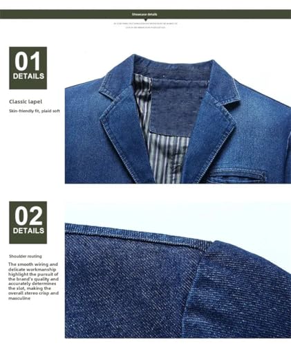 Men's Denim Blazer Male Jean Suit Jacket Coat Three Buttons Denim Outwear Casual Slim Denim Blazer3