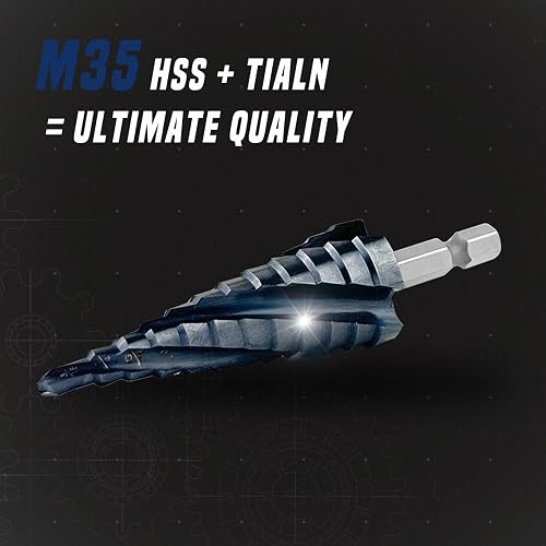 Miniatura 4 de Broca escalonada de cuatro espirales para flauta, 316" - 78" (12 tamaños), vástago hexagonal de 14 de pulgada, totalmente recubierta con TiAlN para