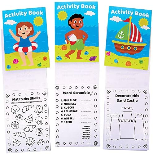 Baker Ross FE541 Jungle Animal Mini Actvity Books - Pack of 12, Includes Puzzles, Stickers, Dot to Dot and Colouring Pages for Kids