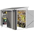DWVO 8x4 FT Outdoor Weatherproof Storage Shed, Secure Metal Bike Shed w/Lockable Entry, Garden Storage Solution for Lawn Equipment, Tools, Waste Bin, Dark Gray