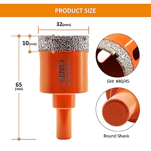 Dry Diamond Drill Bit, BGTEC 1pc 1-1/4" 32mm Hole Saw for Granite,Marble,Masonry, Concrete, Tile/Ceramic, Glass - Image 2