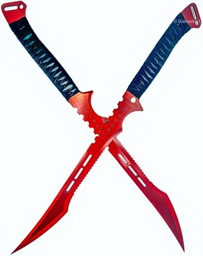 Juego de 2 espadas ninja de 27 pulgadas, cuchillas de acero inoxidable con vainamagnética