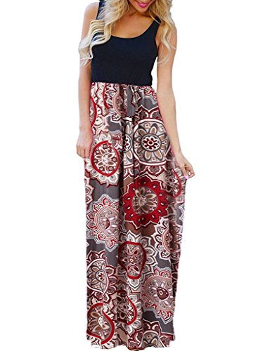 OURS Summer Maxi Dresses for Women Floral Print (Y-Pattern1, XXL)