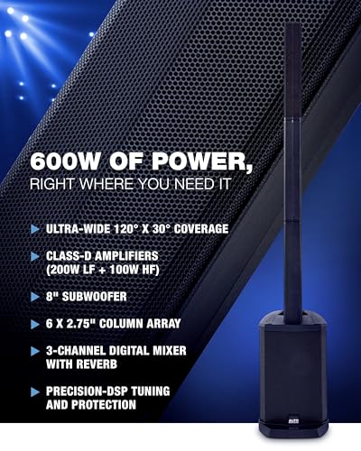 Image of Alto TS108C 600W Powered Column Array PA Speaker System with 3-Channel Digital Mixer, Bluetooth and App Control for Solo Musicians, Event DJs and Venues