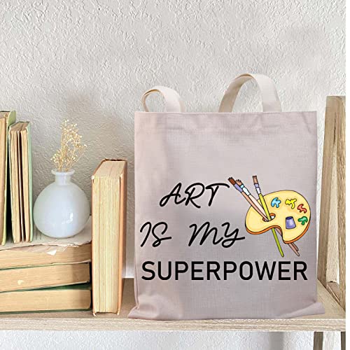 Bolso tote artístico BDPWSS para profesores y amantes del arte — 'Art Is My Superpower', ideal como regalo para estudiantes de pintura y viajes miniatura 4