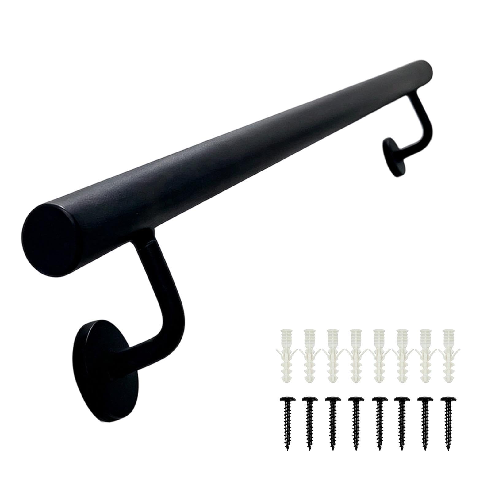 1–20 Fuß Treppenhandlauf, schwarze industrielle Eisenrohr-Handläufe, Wandhalterung, rutschfeste Griff-Sicherheitsstange für Außen- und Innentreppen(600cm)