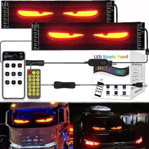 NEWFUN 2PCS Señalización LED Programable Con Bluetooth Smart Apps, Pantalla RGB de 102 * 348 mm, 5 V / 2 A Para Coches y Camiones   Panel Personalizable