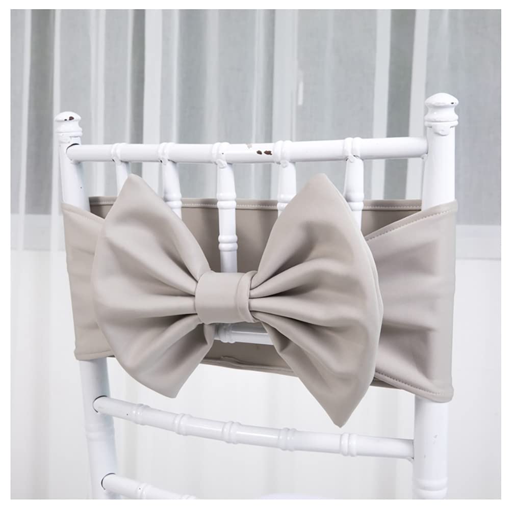 Egurs Lazo para silla, lazos para sillas de boda, decoración de silla, lazos, lazos elásticos, para bodas, fiestas, cumpleaños, Navidad, hotel, banquete, sillas, decoración, gris, 4 unidades