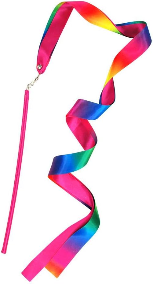 JA-RU Wands Ribbon on a Stick for Dance Twirling Ribbon Rod with Adjustable String Streamer. Rainbow Colors Toys for Girls Party Favors Supplies Fidget Toy 2006-1