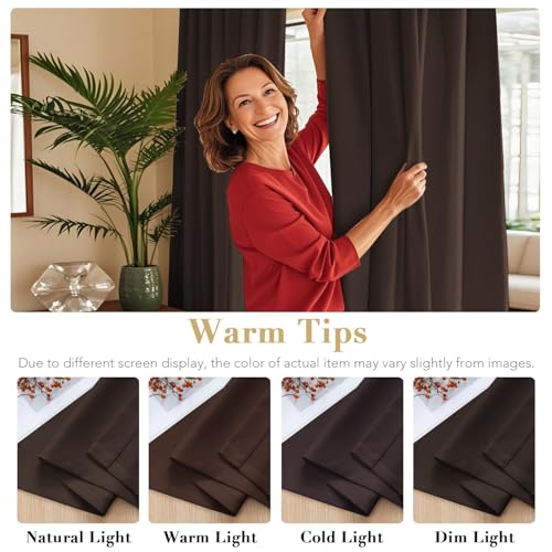 Image of H.VERSAILTEX Blackout Curtains Thermal Insulated Window Treatment Panels Room Darkening Blackout Drapes for Living Room Back Tab /Rod Pocket Bedroom Draperies, 52 x 90 Inch, Chocolate Brown, 2 Panels