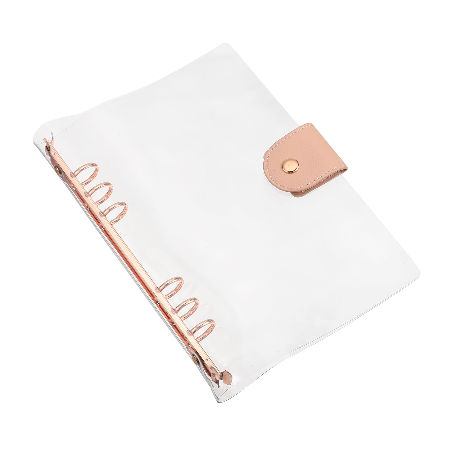PATIKIL A5 Clear Notebook Binder, Transparent Soft PVC 6-Ring Refillable Planner Cover Planner Binder with Snap Button Closure for Journal Planner Office Organizer Accessories, Gold