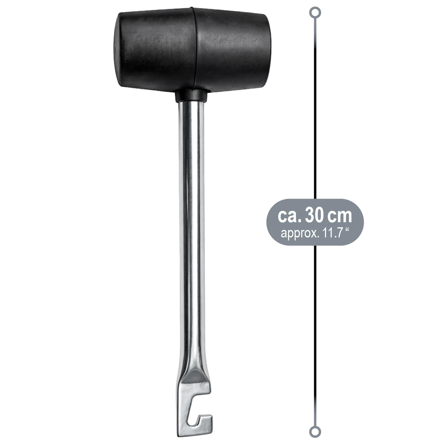 com-four® Martello in Gomma con estrattore a piolo - Martello a Faccia Morbida con Asta in Metallo - Martello a piolo per Campeggio e Artigianato - Martello a Impatto (01 Pezzo - con Manico a Gancio)