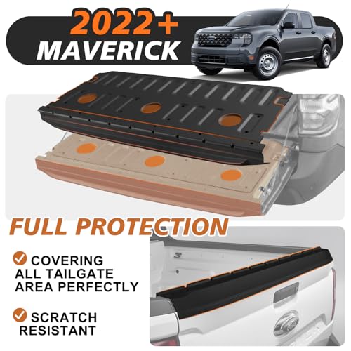 Image of TripleAliners Truck Mat Compatible with 2022-2026 Ford Maverick & Hybrid Model Accessories, Tailgate Mat Custom Fit All Weather Protection Pickup Liner, w /Tailgate Cap Protector