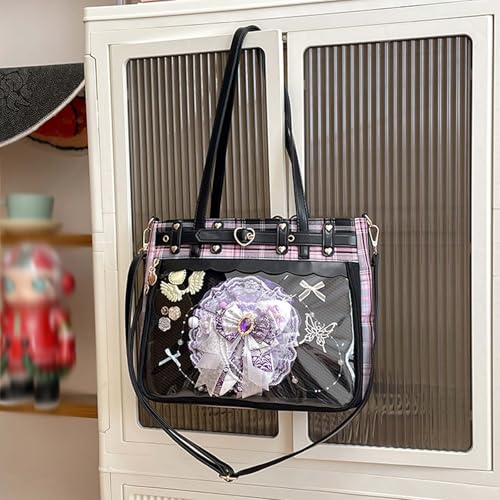 New Japanese anime cartoon style ita bag girl JK lattice shoulder Crossbody high-capacity commuting bag3