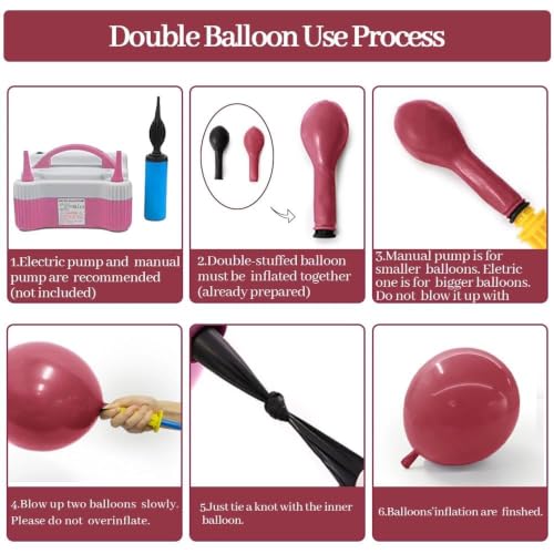 Image of Pink Black Balloon Arch Double Stuffed Dusty Rose Pink Brown Balloons