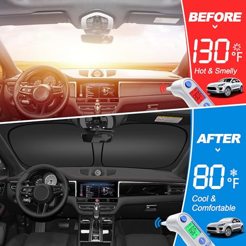 Image of Front Windshield & Side Window Sun Shade for 2015-2024 Fo-rd Transit Van High and Medium Roof, Foldable Window Sunshade Sun Visor Protector, Window Shades Blocks UV Rays Heat, Pack of 3