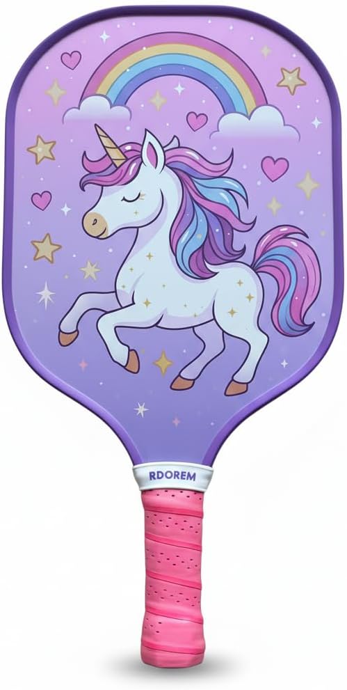 Kids Pickleball Paddle - Purple Unicorn - Gift for Toddler & Kid