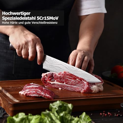 PAUDIN Coltello da Chef Professionale da 20 cm, da Cucina per Cuoco, in Acciaio Inossidabile al Carbonio di Alta Qualità, Lama Super Affilata con Impugnatura Ergonomica - immagine 3